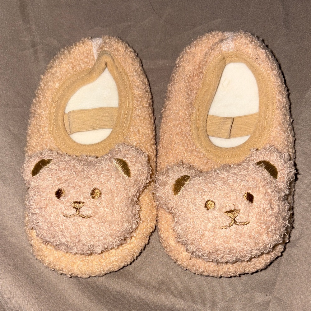Adorable Tan Bear Kids One Piece Slippers